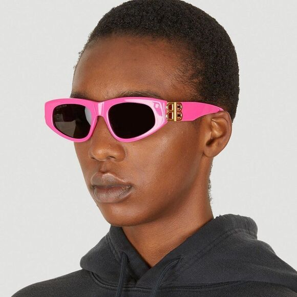 NEW Balenciaga BB0095S 006 Pink Gold Logo Grey Cat Eye Unisex Sunglasses - Picture 6 of 15